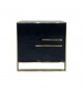 Dynasty Bedside Table Stainless Steel Black and Golden Two Drawers Aesthetic Handles